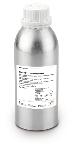 IMPRIMO® LC Denture, DLP / 385 nm, orange pink, 3D Druck, Harz, Produktbild, Katalog