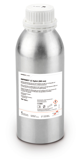 IMPRIMO® LC Splint, DLP / 385 nm, transparent, 3D Druck, Harz, Produktbild, Katalog